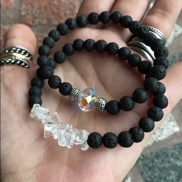 Genuine Lava rock crystal quartz swarovski set - Picture 2 of 7